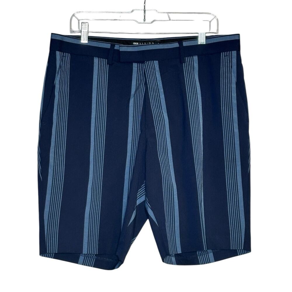 Asos blue striped casual shorts size 36